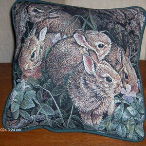 Tapestry Throw Pillow, 1999 Riddle and Cockrell, Wild Life Rabbits